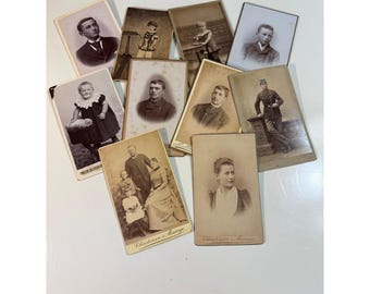 17 Antique Victorian Cabinet Cards CDV Photos Lot Christensen Morange Portraits