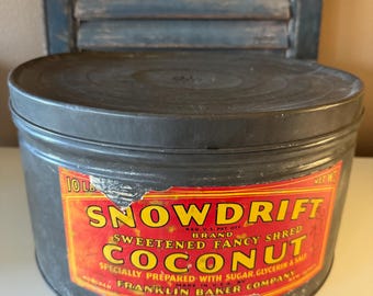 Vintage Large Snowdrift Coconut Tin