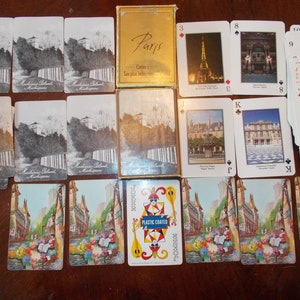 Cartas de jogar vintage - Cartas publicitárias de lembrança: Paris - Ilha Mackinaw - Mulher das flores do Velho Mundo