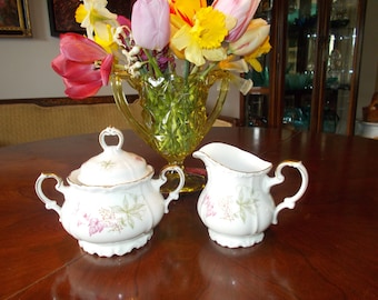 Vintage Edelstein Maria Theresia Bavaria Germany Creamer and Sugar Bowl Set Fine Porcelain- Floral