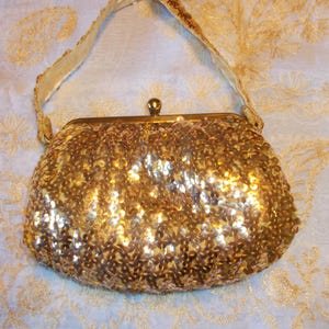 ヴィンテージ Garay 60年代 ゴールド スパンコール ハンドバッグ/イブニングバッグ アメリカ製