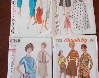 Vintage 60s Simplicity Sewing Patterns: Dress, Jacket, Pantskirt & Blouse