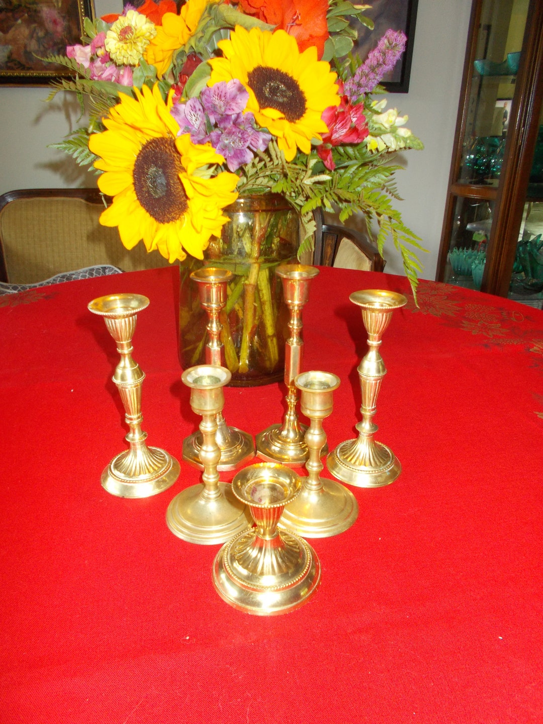 Vintage Brass Candlestick Assortment Lot of 7 Various Shapes Etsy