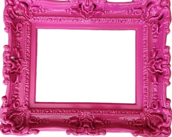 Marco de fotos barroco rosa intenso hecho a mano: decoración de pared de 28 x 35 cm