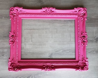16x20 Diva Pink Ornate Picture Frame, Wall Baroque Frame for Art, Canvas, Girls Artwork Design, Colorful Artistic Ideas, Photo Frame