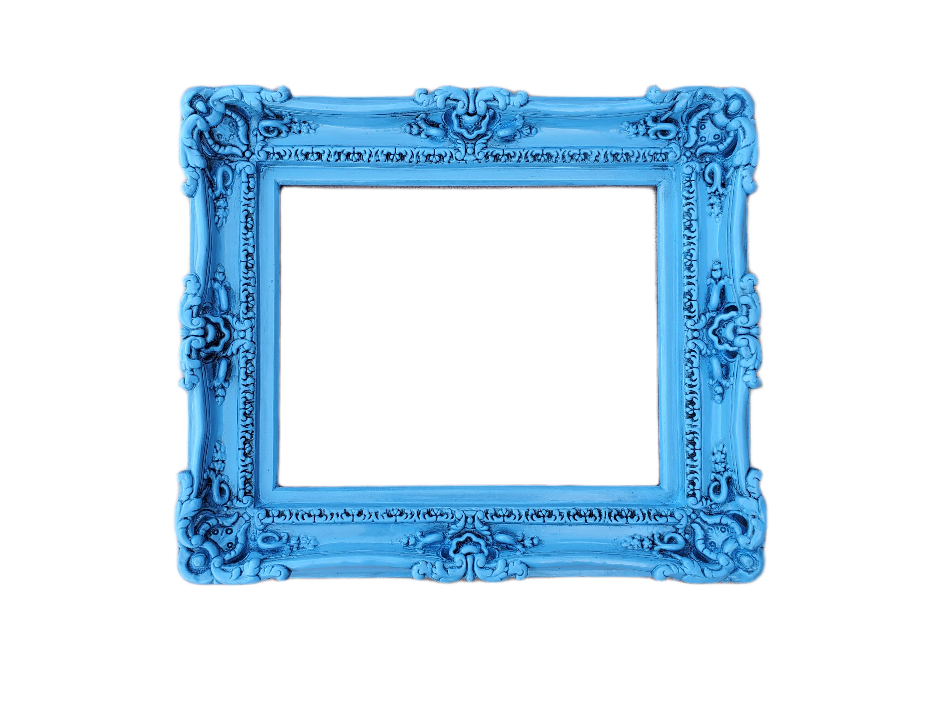 ルル☆レジンアート(Okinawa Blue・Frame type) 16x20 Vintage Spa Blue Picture Frame: Handmade Ornate Baroque Wall