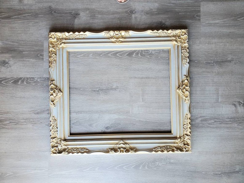 20x24 Distressed Gray Frame, Baroque Picture Frame, Canvas, Painting, Fancy Vintage Shabby Chic Photo Frame, Modern Frame, Classic Frame image 4