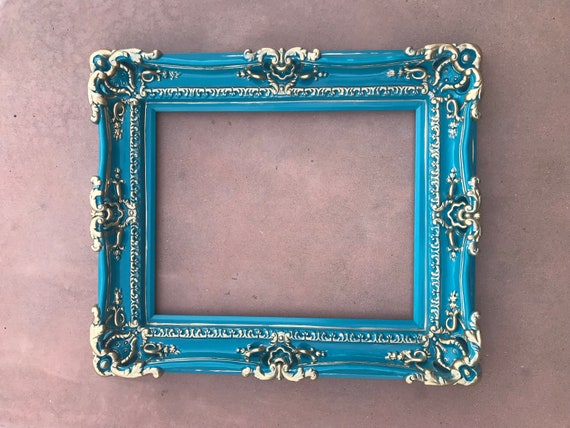 16x20 Ornate Baroque Turquoise Photo Frame, Artwork Canvas, Art Painting,  Classic Fancy Picture Frames, Home Wall Frames, Kid's Decor 