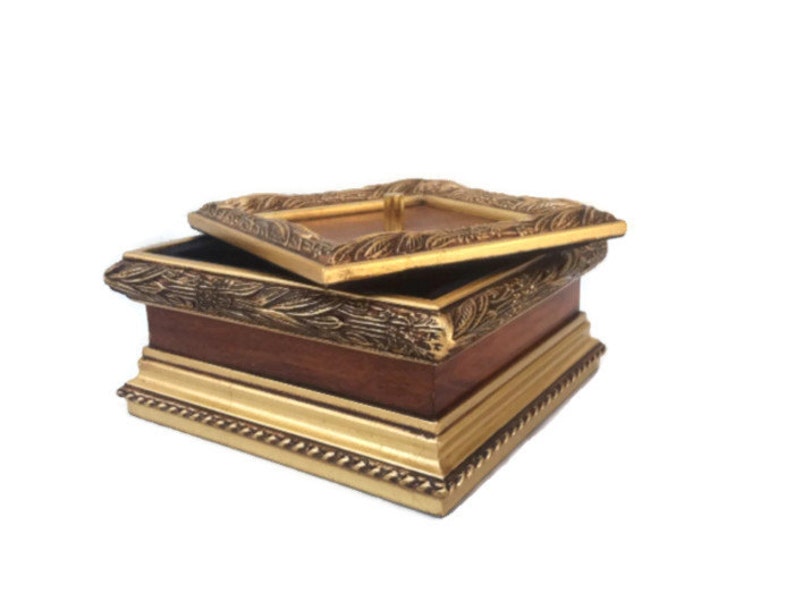 Jewelry Box Carved Jewelry Storage Box Gold Woodworking Box Etsy