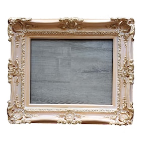 16x20 Shabby Chic Ornate Photo Frame: White Wash Peach with Gold Accent
