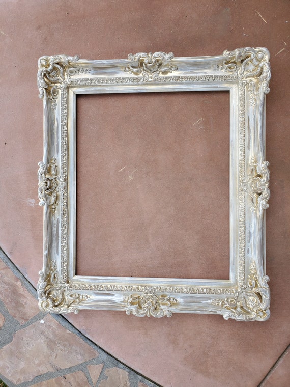 16x20 Washed White Ornate Picture Frame: Vintage Cottage Chic - Etsy