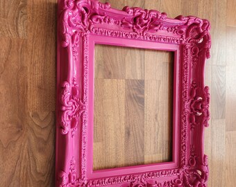 12x16 Ornate Hot Pink Picture Frame, Decorative Baroque Wall