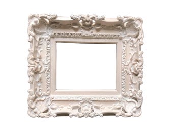 Shabby Chic Photo Frame: Distressed Peach Baroque Style, 8x10