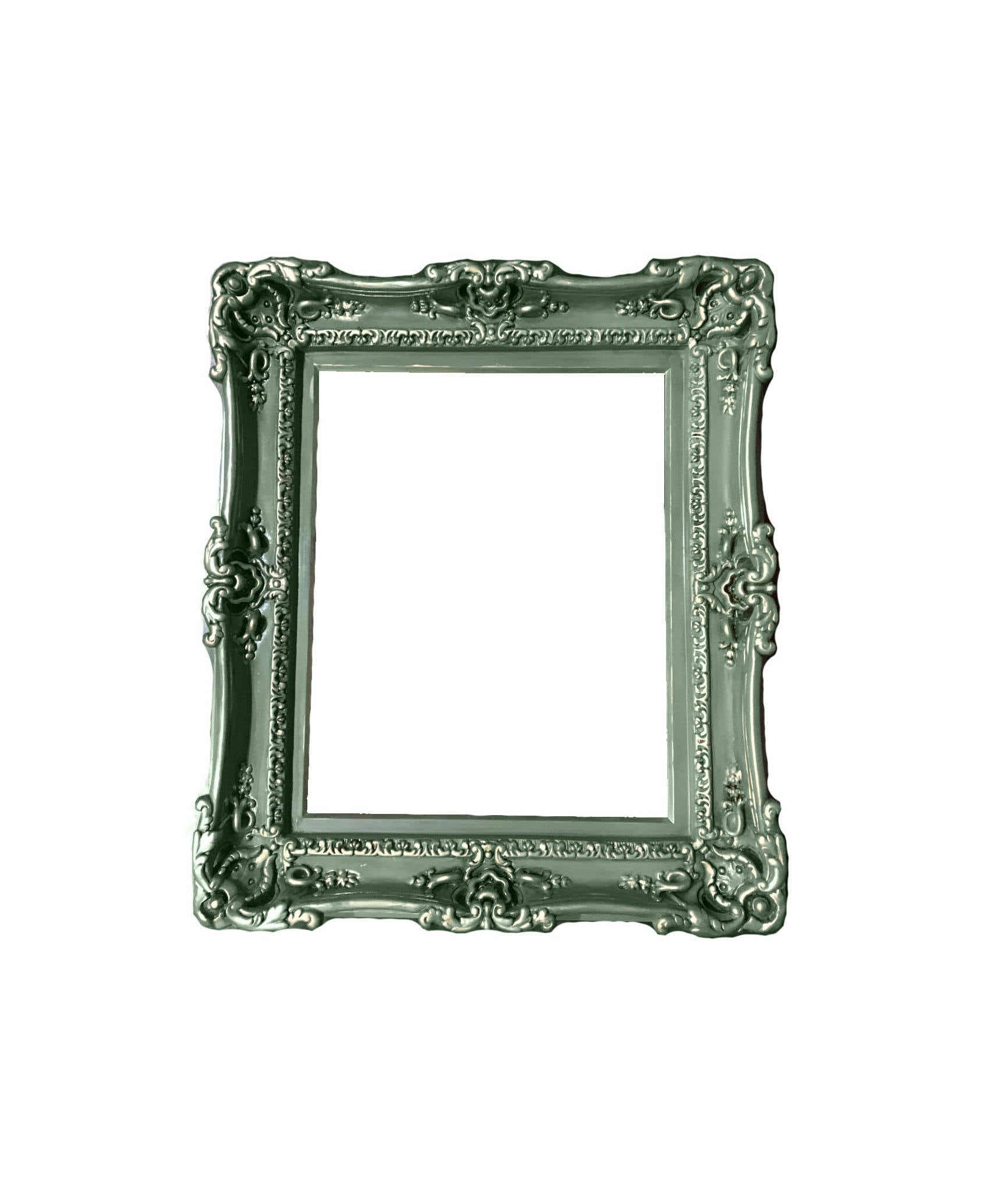 16x20 Vintage Picture Frame, Fancy Baroque Green Frame, French