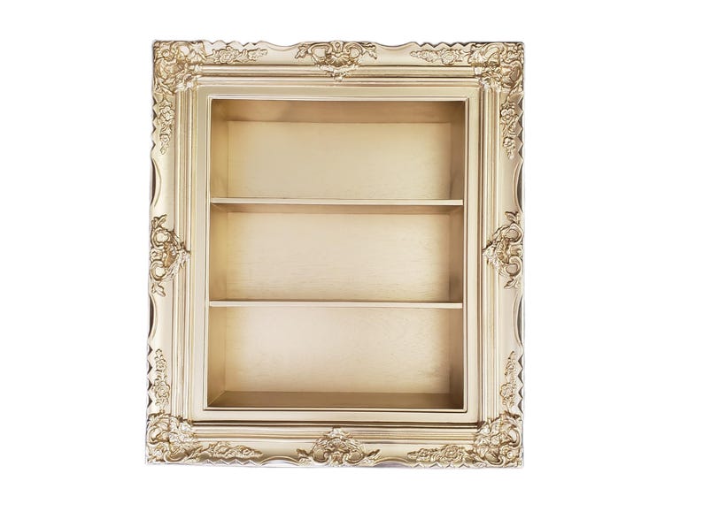 Ornate Gold Wall Display Shelf: Essential Oil, Spice & Nail Polish Rack image 1