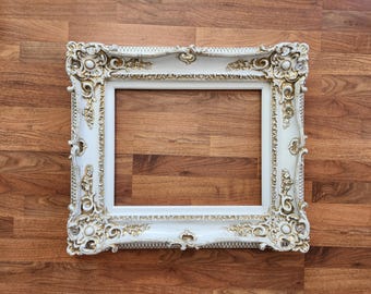 Handmade Baroque Picture Frame 20x24: Ornate White & Gold Wall Decor