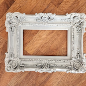 12x16 Handmade Baroque Picture Frame: Metallic White Ornate Colonial Style