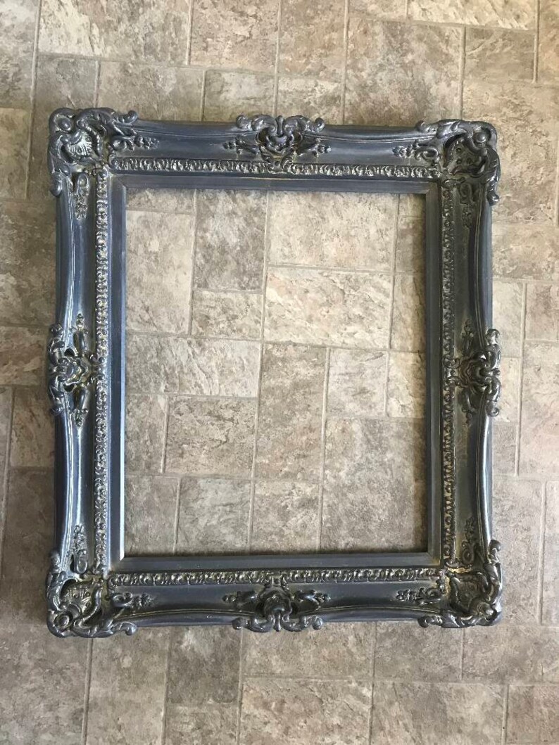 16x20 Dark Gray Shabby Chic Frames With Gold Accent Baroque Etsy