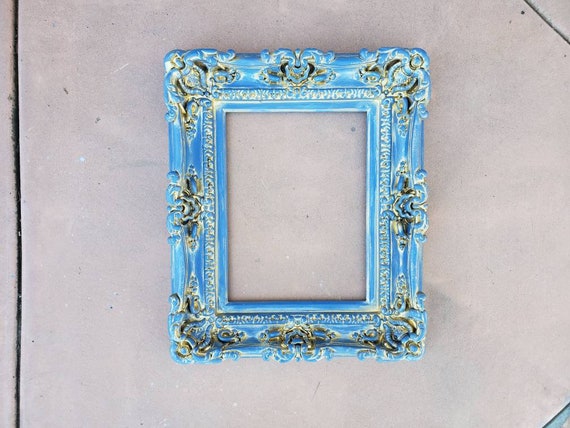 Blue frill frame フォトフレーム ヴィンテージ 8.5x11 Baby Blue Picture Frame, Fancy Original Baroque