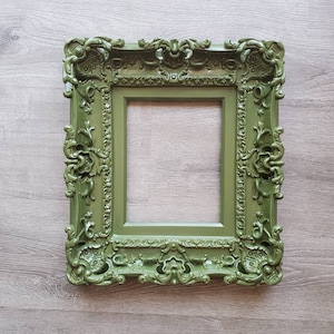 8x10 Baroque Wall Picture Frame, Art Cottage Chic Frames, Forest Green Photo Frame, Canvas, Art Print, Colorful Wall Ideas, Original Frame