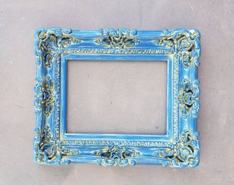 Blue frill frame フォトフレーム ヴィンテージ Amazon.com - Blue Picture Frame Vintage Stained Glass 2 1/2