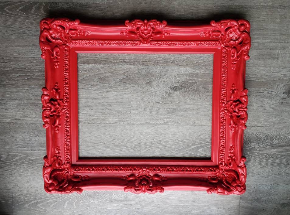 8x10 Raspberry Red Picture Frame, Baroque Ornate Art Wall Frame, Gift ideas