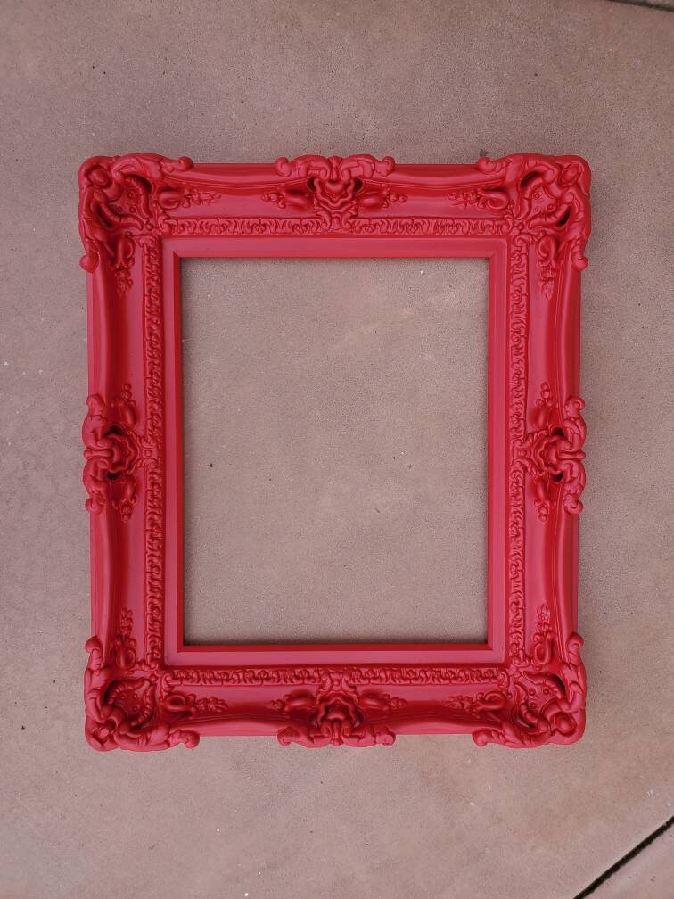 20x24 Red Picture Frame, Baroque Ornate Chic Frame for Canvas, Art Paint,  Kitchen Chalkboard, Dry Erase, Colorful Home Accents, Kids Décor 