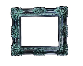 16x20 Handmade Gothic Picture Frame: Black with Green Patina
