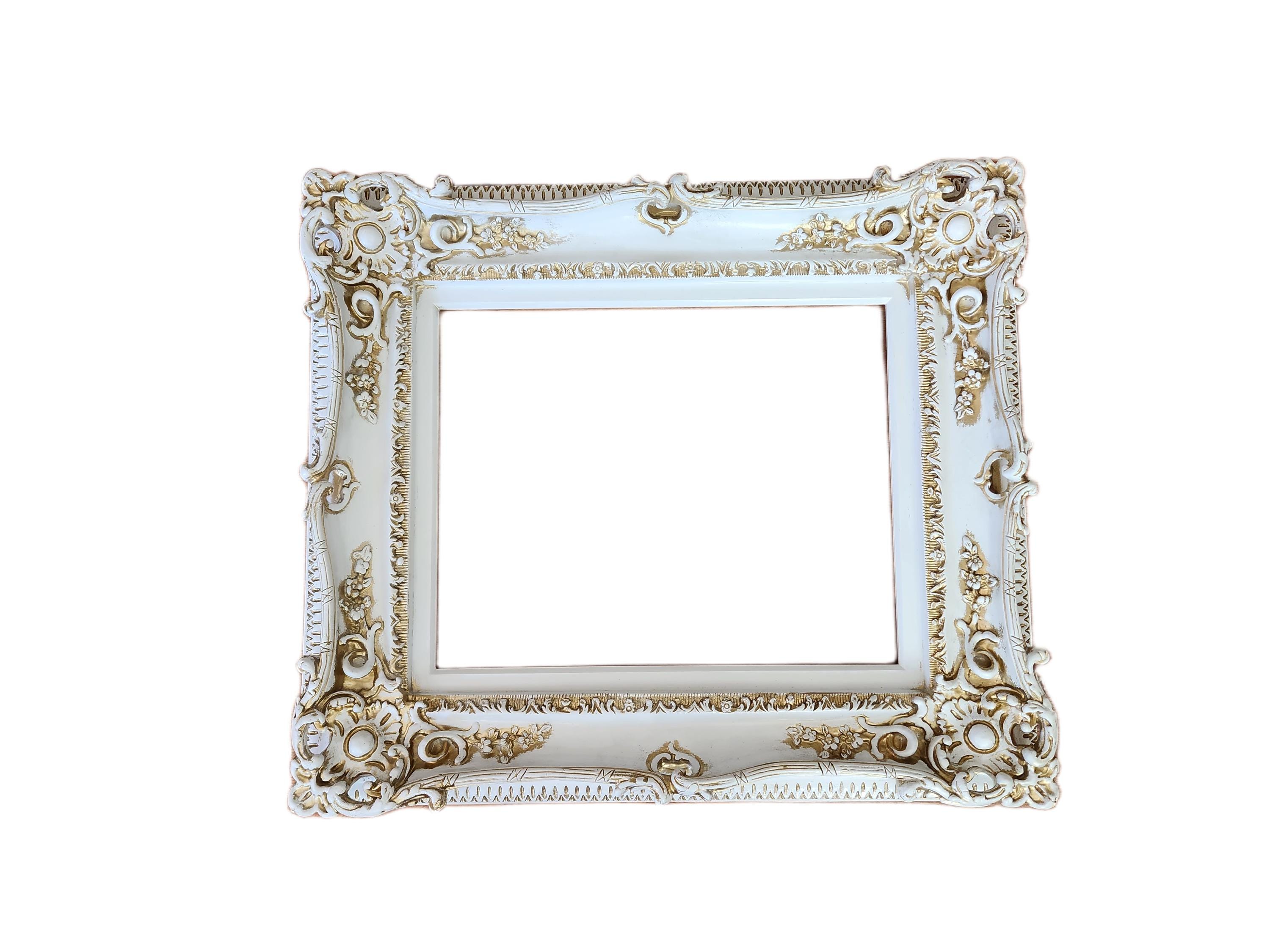 16x20 Baroque Style Frame: White With Gold Patina, Handmade - Etsy 16x20 Baroque Style Frame: White With Gold Patina, Handmade - Etsy