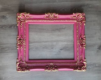 16x20 Diva Pink Ornate Picture Frame, Wall Baroque Photo Frame, Art Print, Canvas, Girls Room Artwork Design, Colorful Artistic Ideas