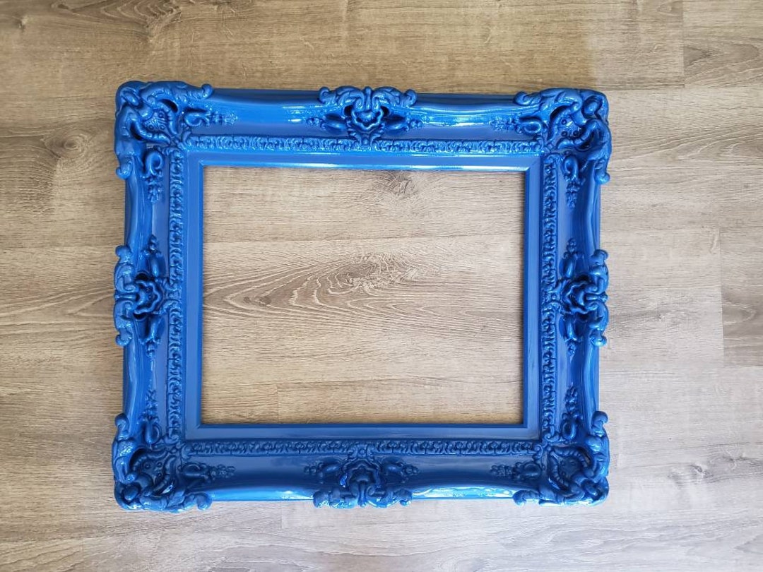 12x16 Bright Blue Frame, Ornate Picture Frame, Canvas, Artwork, Print
