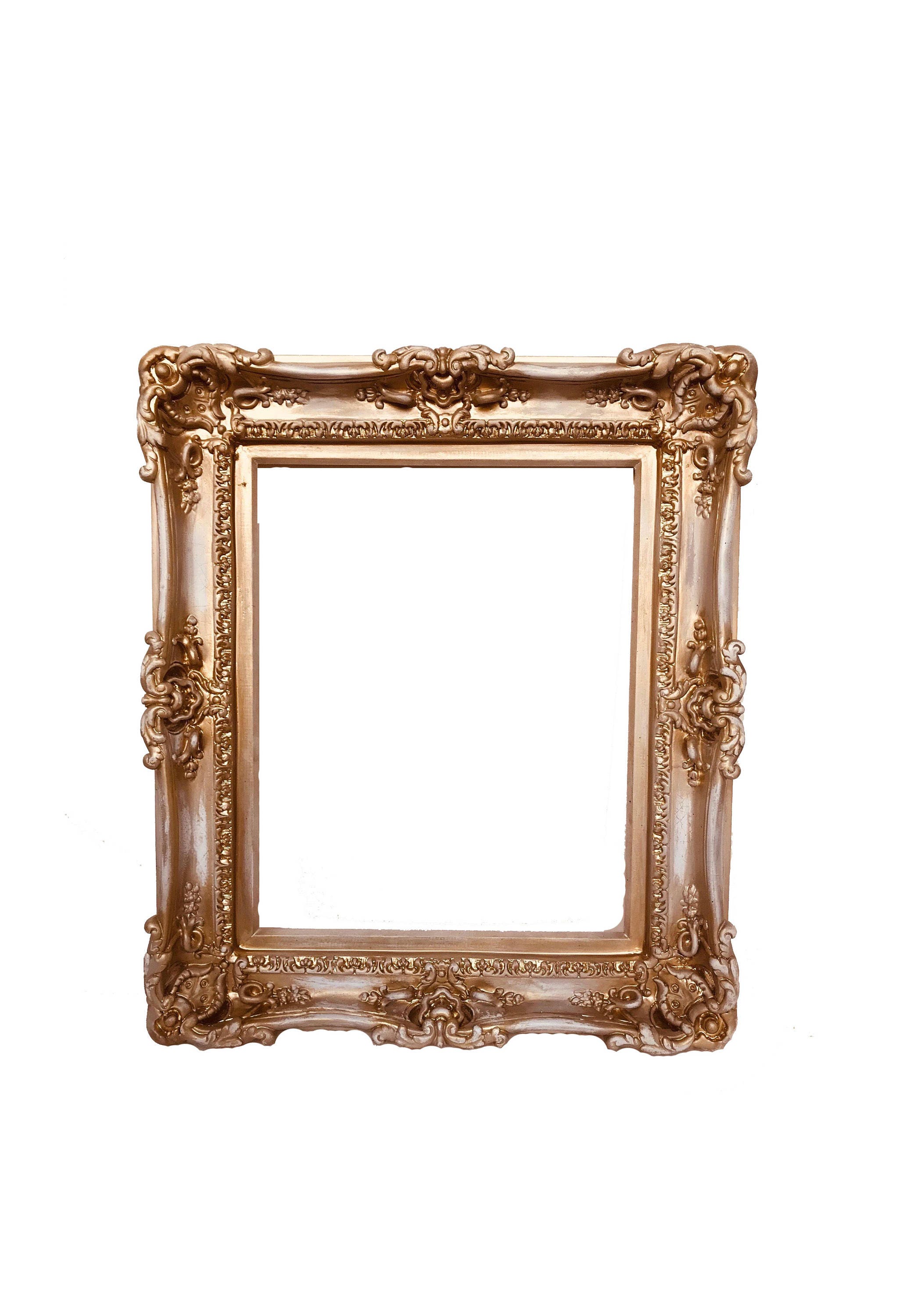 16x20 Handmade Distressed Baroque Frame: Rose Gold Ornate Wedding