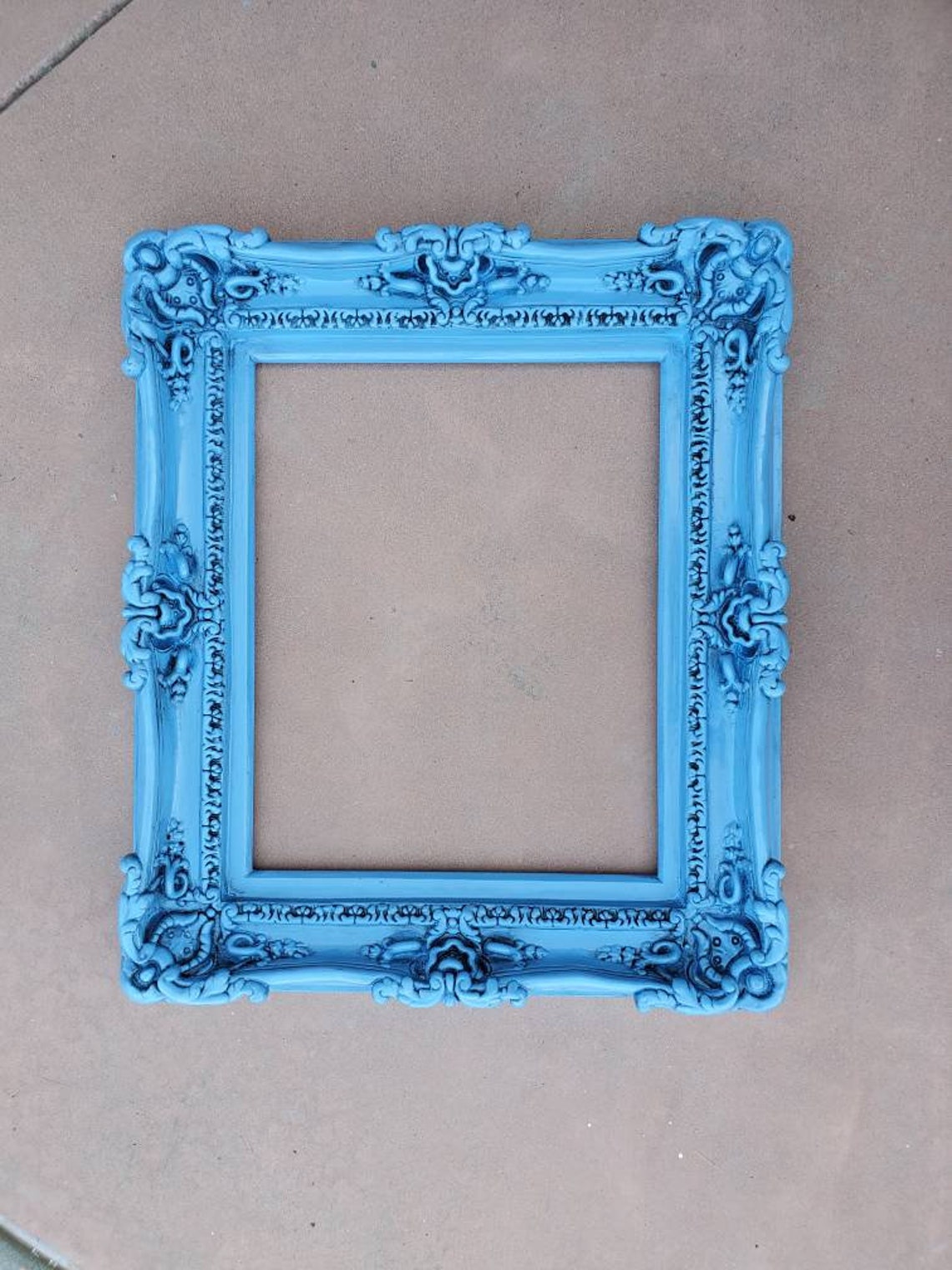16x20 Vintage Blue Picture Frame Antique Blue Ornate Wall Etsy