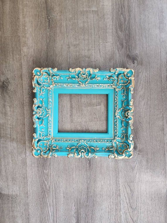 Turquoise Picture Frame 4x6 Photo Desk Table Top Winter Home Decor 4x6, Blue