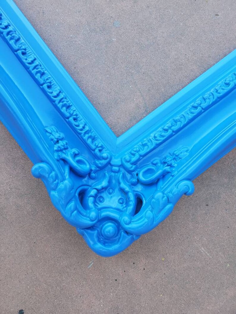 16x20 Bright Blue Picture Frame Baroque Mirror Shabby Chic Etsy