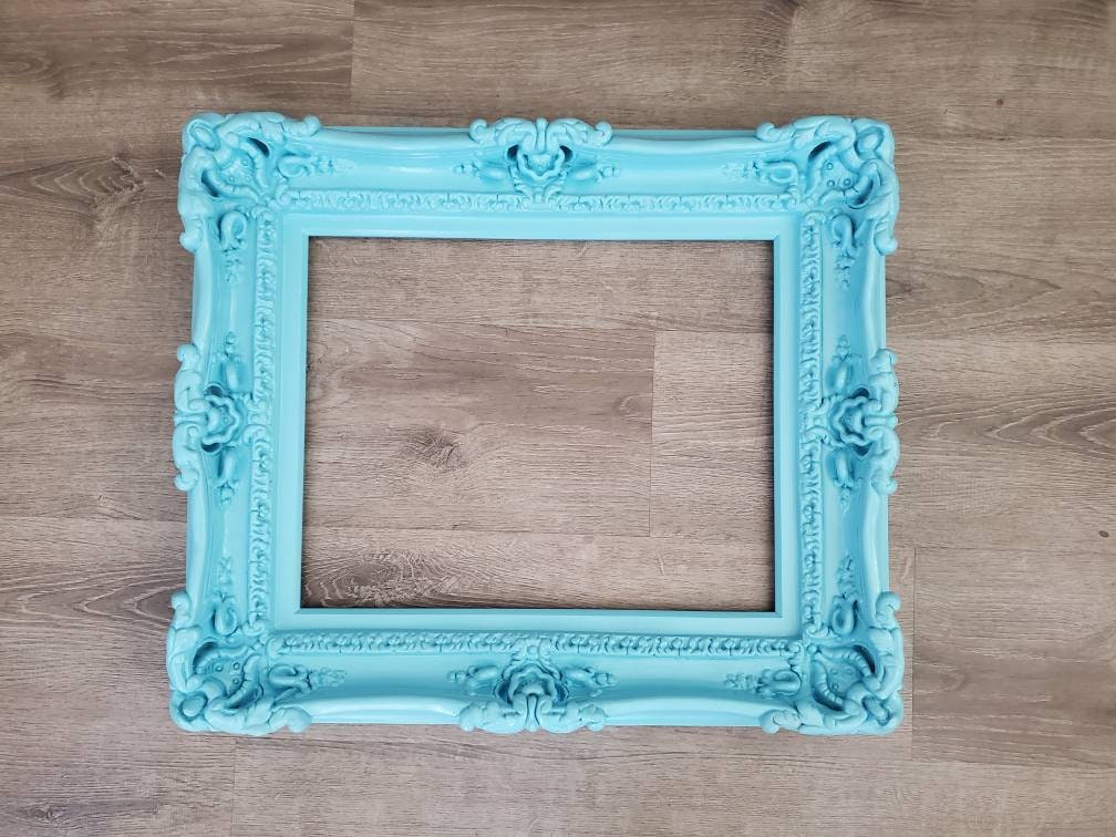 16x20 Shabby Chic Frame, Baroque Turquoise W/gold, Frame for Canvas or Art  Paint, Large Pictures Frames, Cottage Chic Ornate Style 