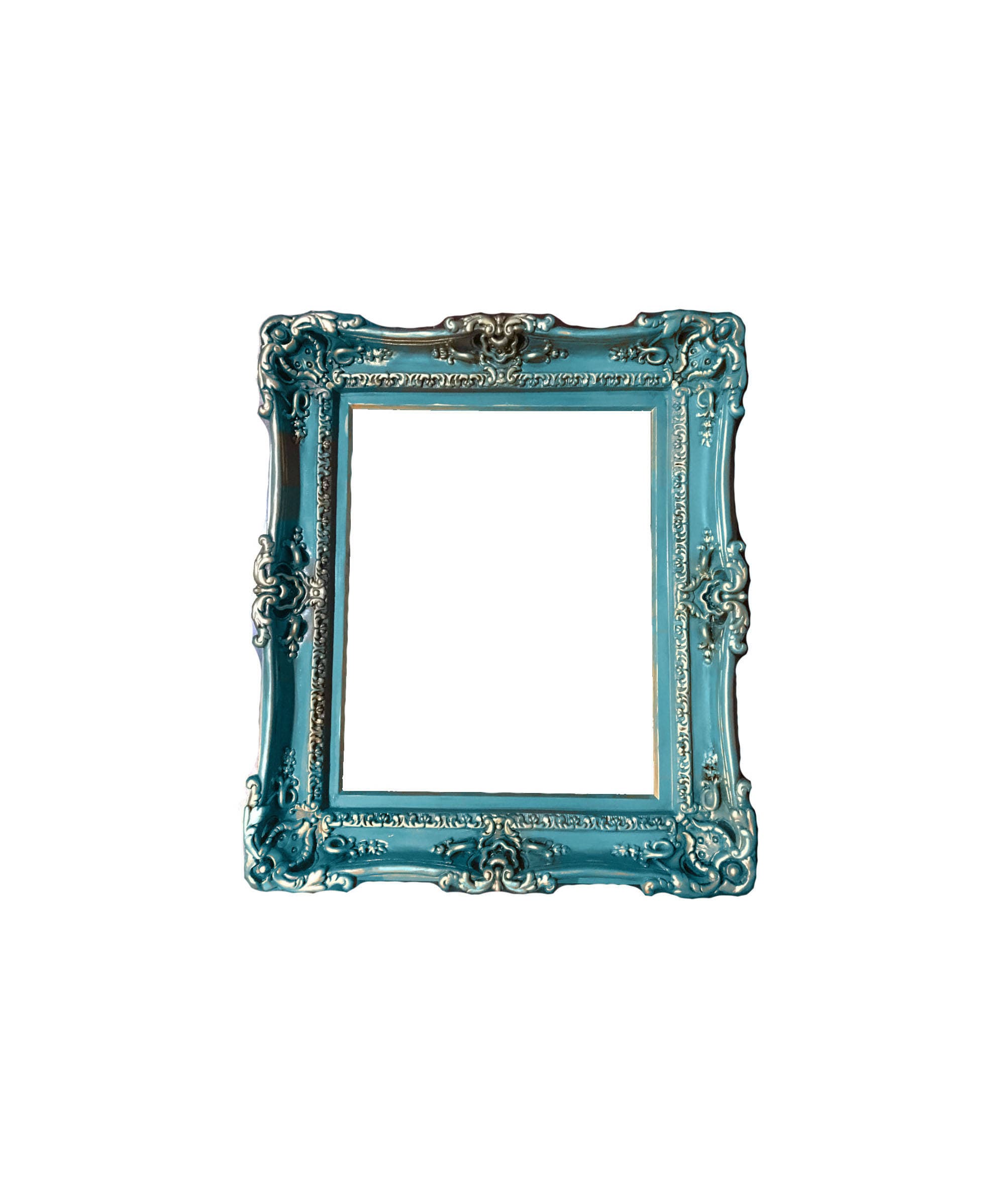 【Photo frame】France antique 100-68㎜ 20x24 Vintage Frame, Shabby Turquoise Picture Frame, Baroque