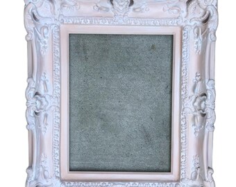 20x24 Handmade Cottage chic Baroque Picture Frame: Peach & White