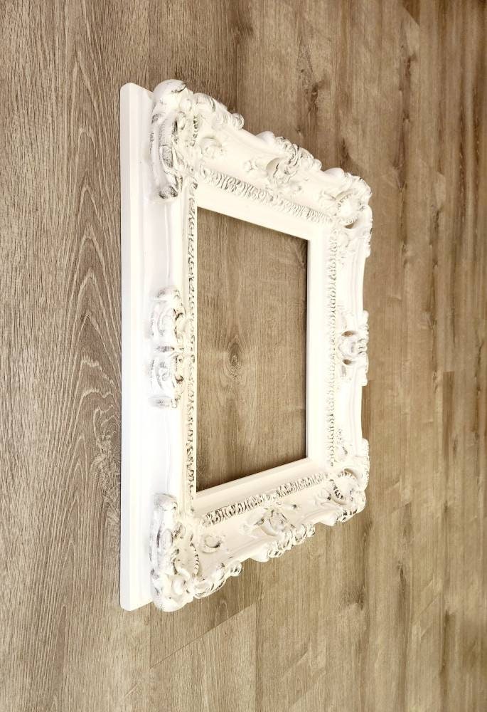Handmade Shabby Chic Picture Frame: Ornate Baroque White