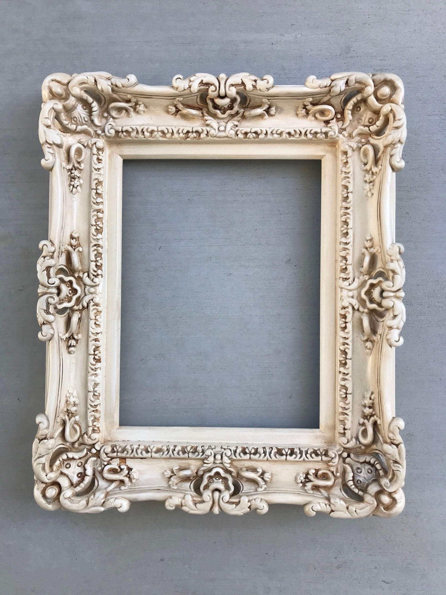 12x16 White Picture Frame, Ornate Baroque Wall Frame for Canvas