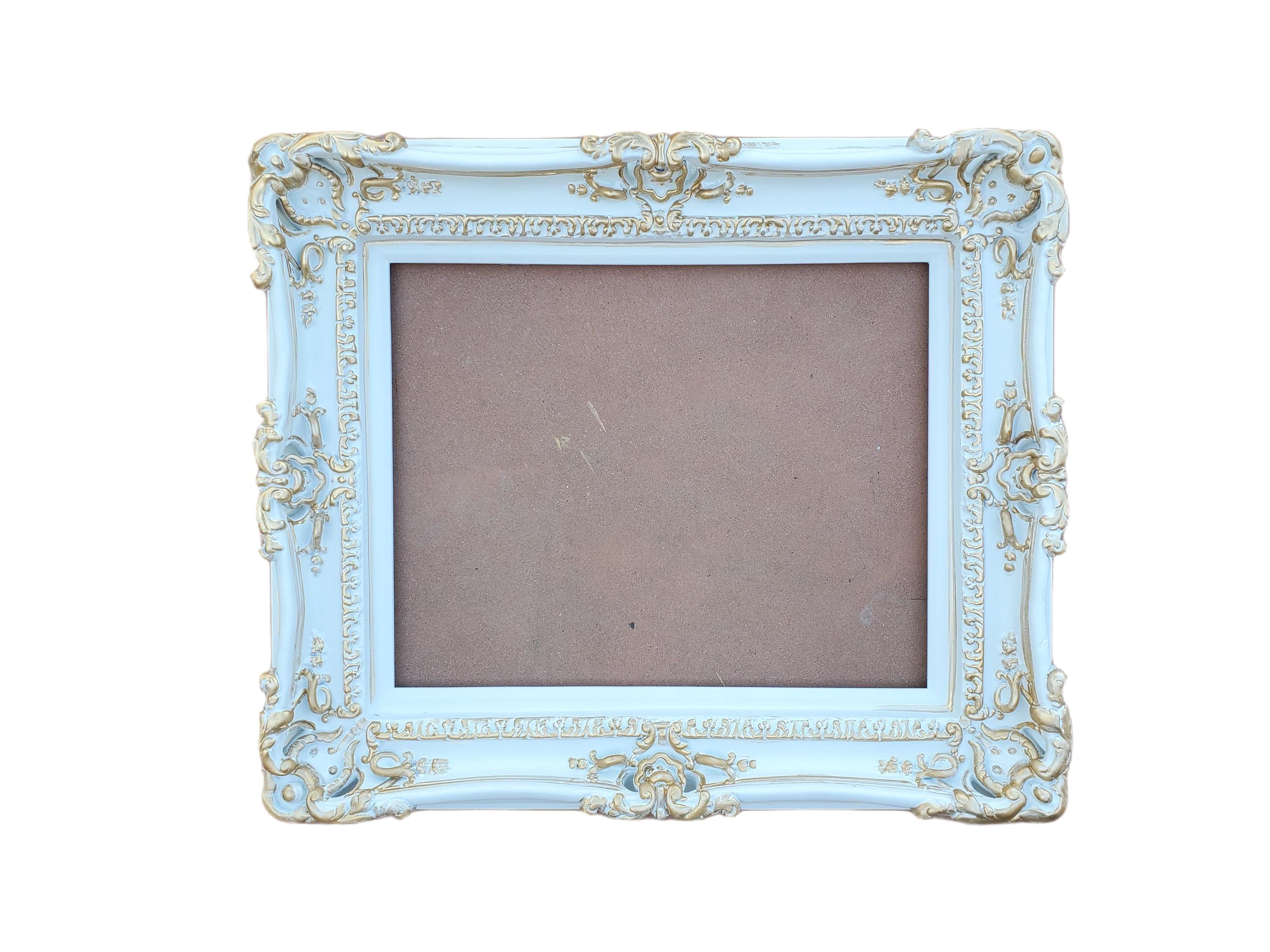 Handmade Ornate Picture Frame: Shabby White With Gold Accent