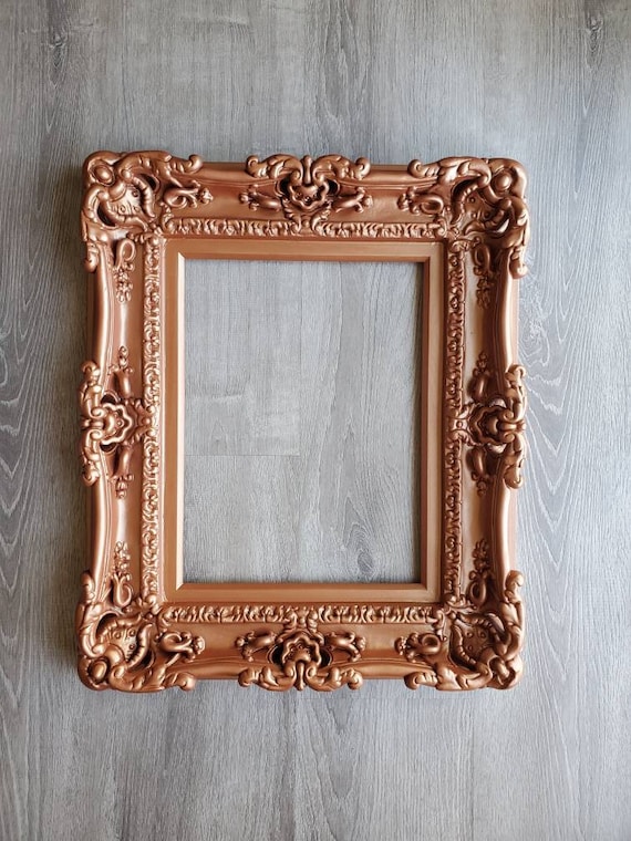 12x16 Rose Gold Picture Frame, Ornate Baroque Wall Frame for