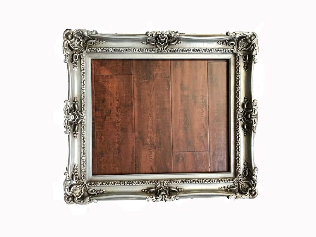 12x16 Vintage Silver Frame, Wall Decorative Mirror, Ornate Picture