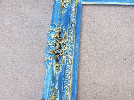 8.5x11 Vintage Blue Frame, Antique Picture Frame, Baroque