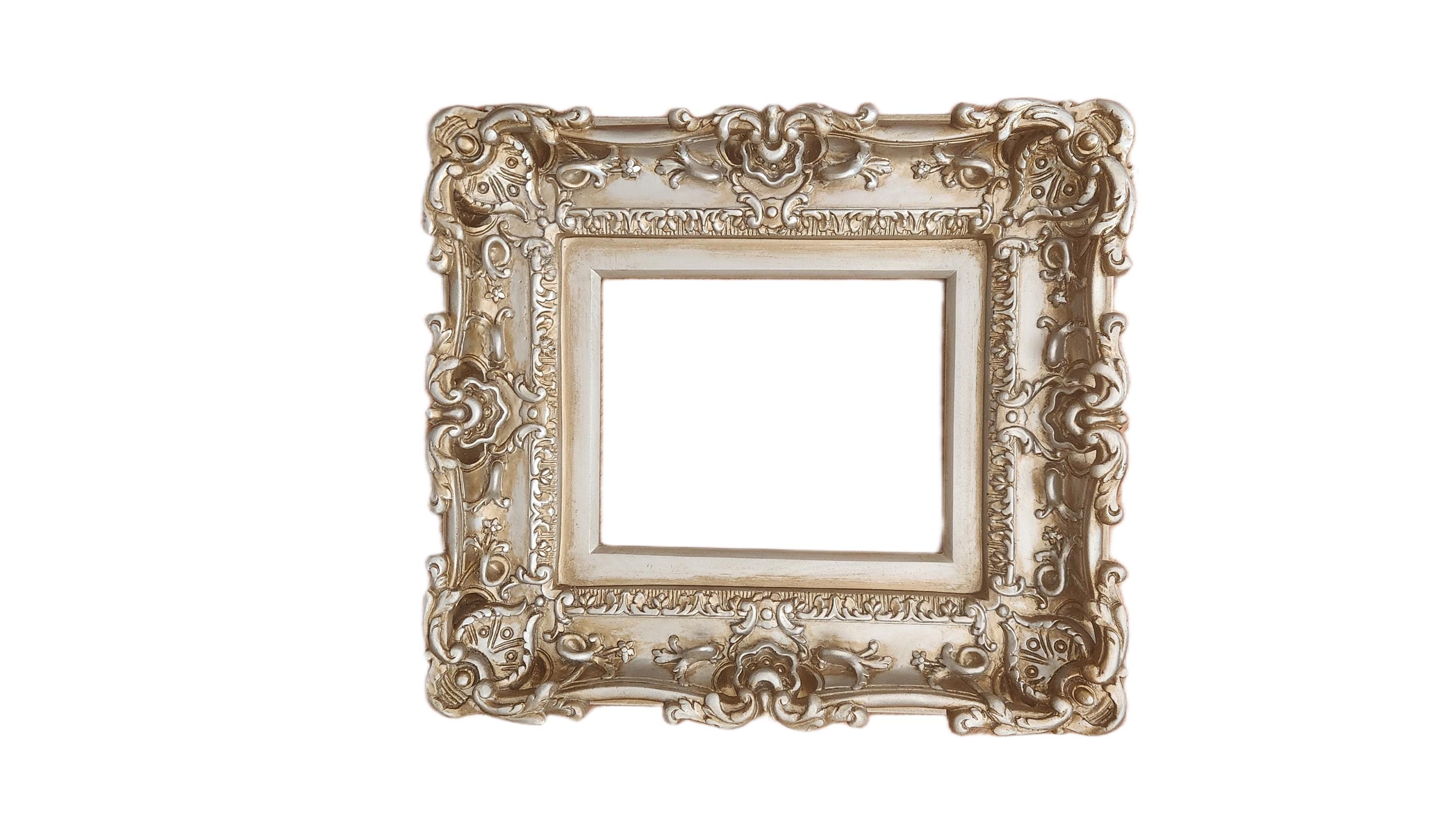 8.5x11 Vintage Baroque Picture Frame: Ornate Silver Champagne