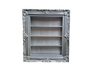 Silver Ornate Wall Hanging Display Frame with Shelves