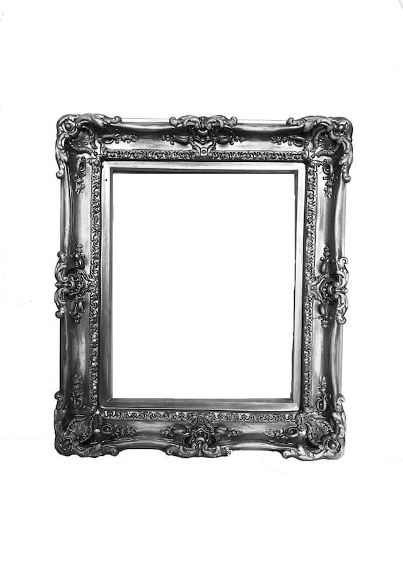 Vintage frame 装飾的な銀色フレームのアート Handmade Distressed Silver Baroque Frame: Ornate Wedding Photo