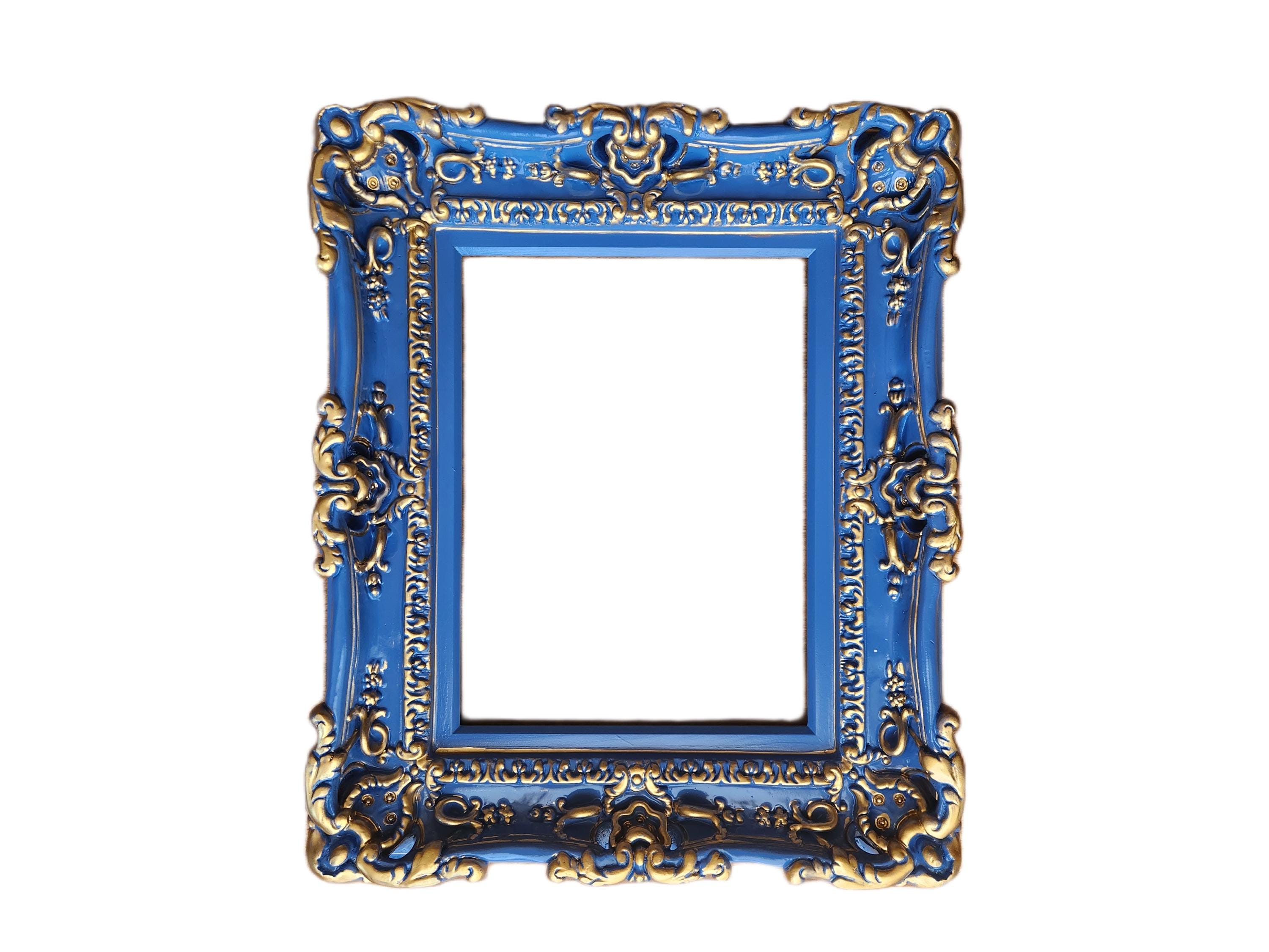 12x16 Handmade Ornate Picture Frame: Blue & Gold Baroque Decor - Etsy