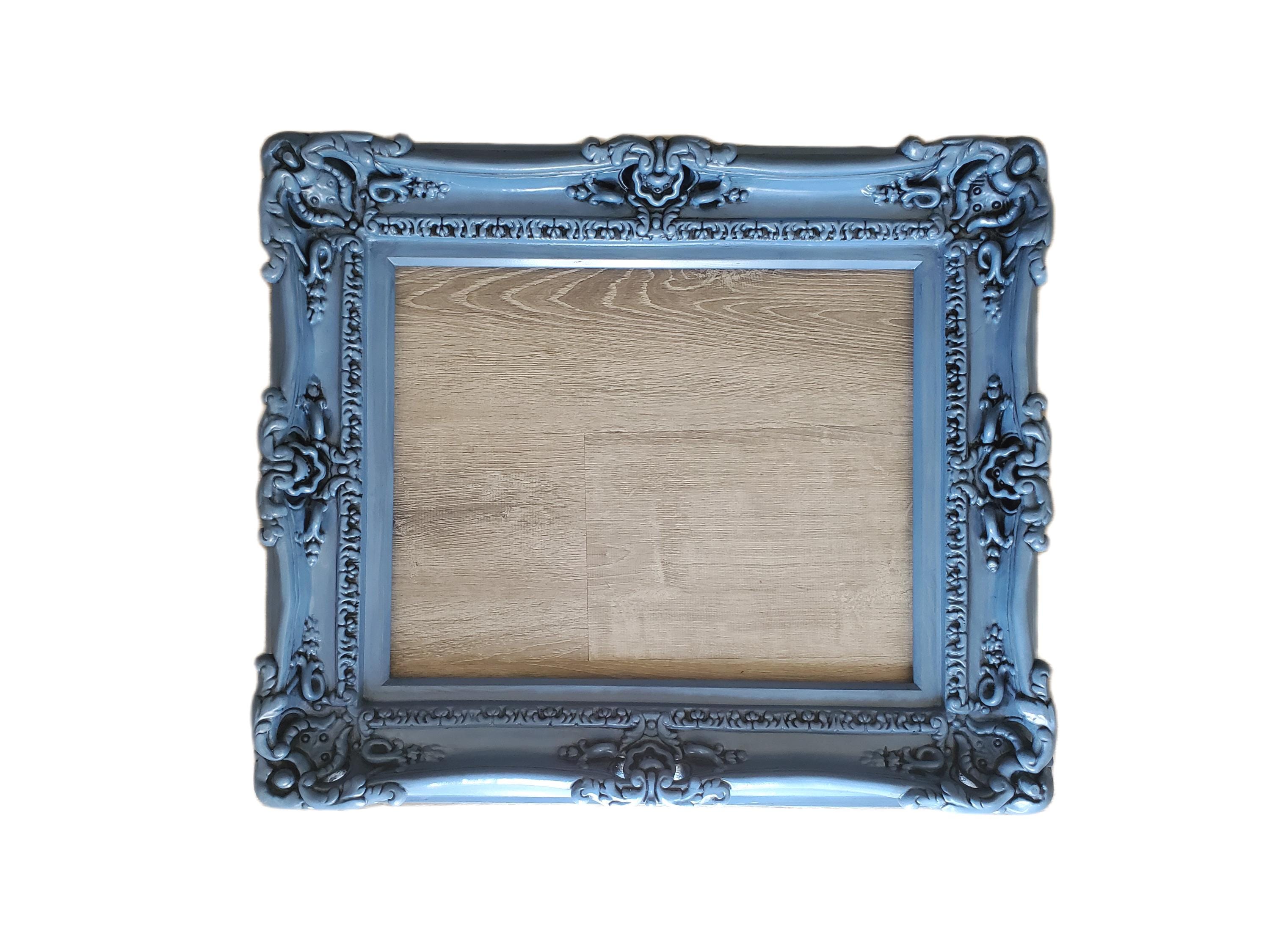 16x20 Vintage Spa Blue Picture Frame: Ornate Baroque Wall Mirror