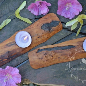 SET-Tealight-Candle-Holder-Apple Hardwood-Décor-Hand Made-Aromatherapy-Natural